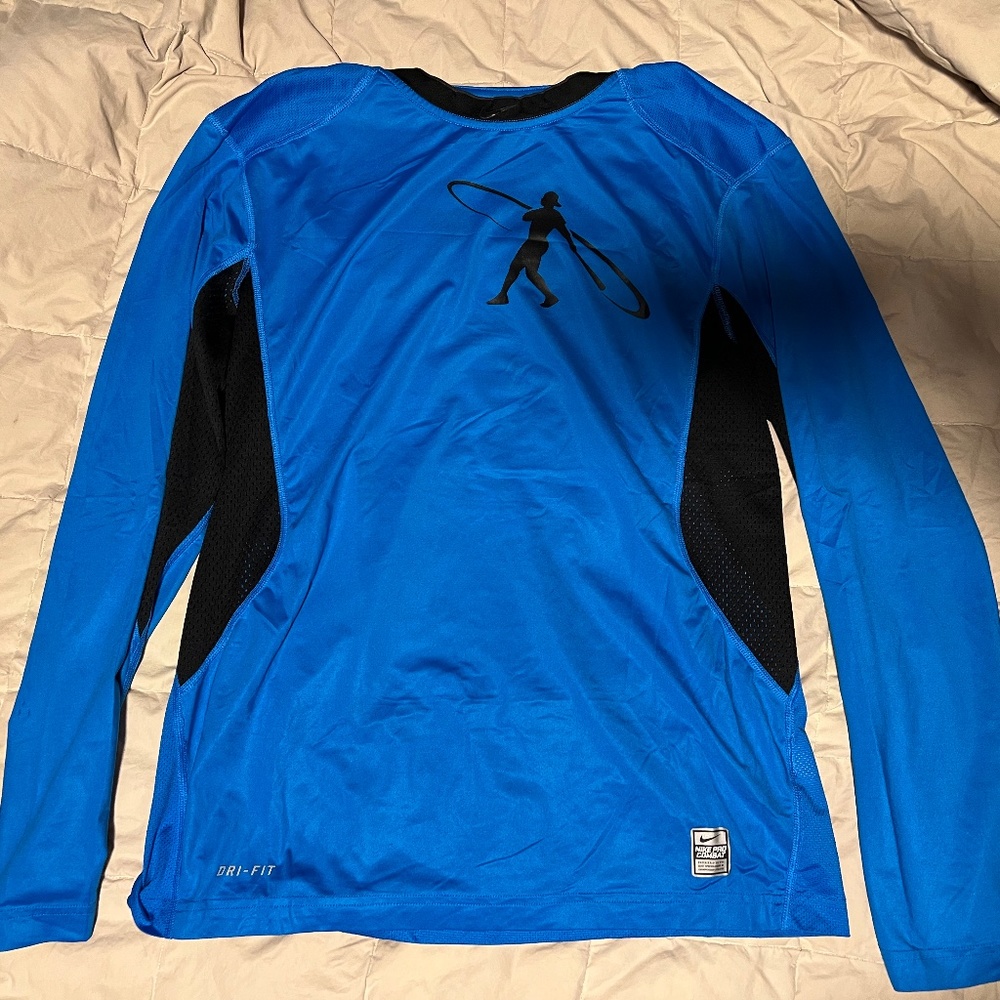 Blue Nike Vented Long Sleeve Under Shirt